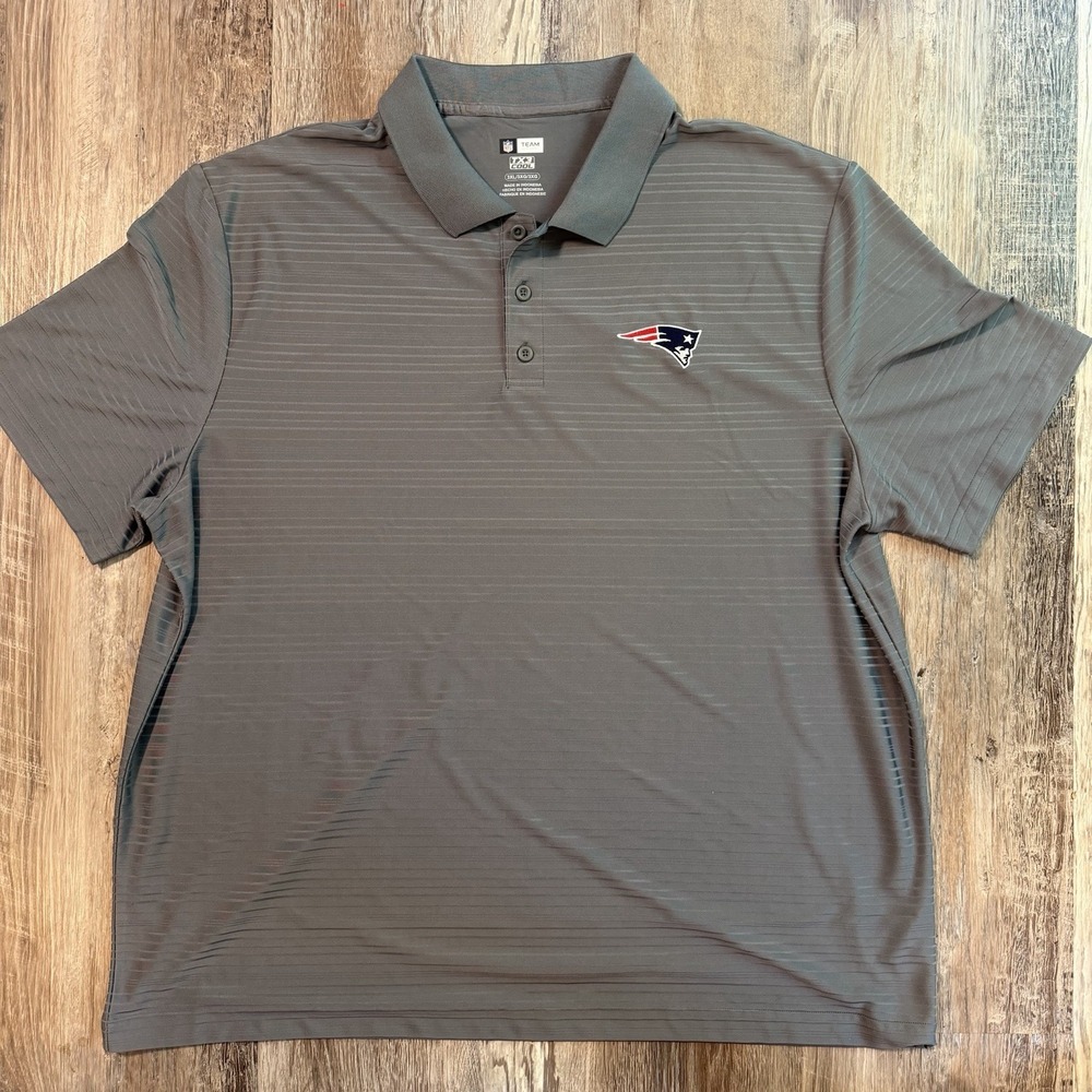 New England Patriots NFL Team Apparel Gray Golf Polo Shirt Size 3XL